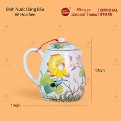 Bộ Bình Nước Dáng Bầu Vẽ Hoa Sen