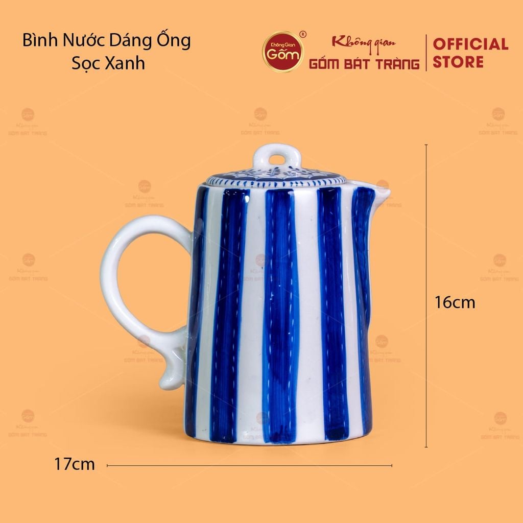 Bộ Bình Nước Dáng Ống Sọc Xanh
