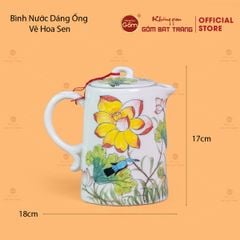 Bộ Bình Nước Dáng Ống Vẽ Hoa Sen