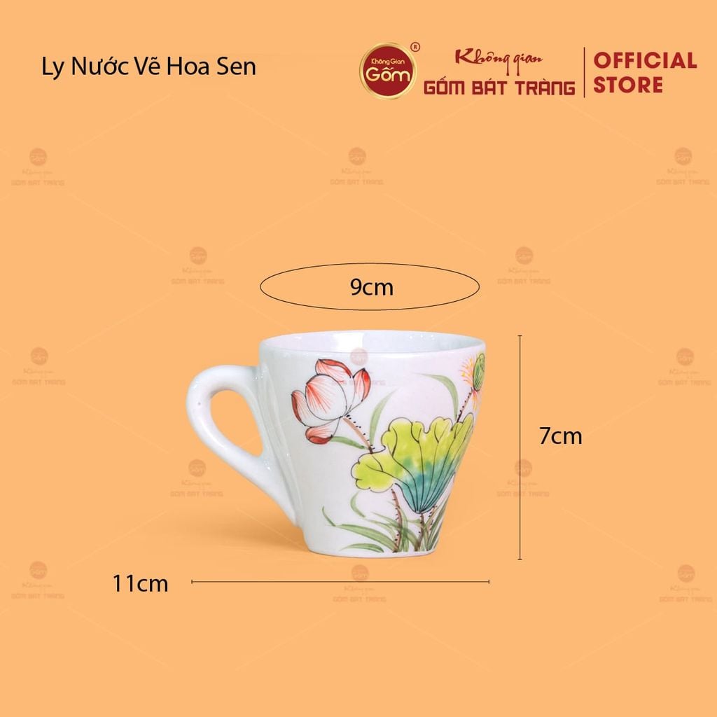 Bộ Bình Nước Dáng Bầu Vẽ Hoa Sen