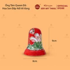 Bộ Ấm Chén Queen Đỏ Hoa Sen Đắp Nổi Vẽ Vàng