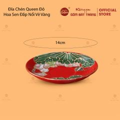 Bộ Ấm Chén Queen Đỏ Hoa Sen Đắp Nổi Vẽ Vàng