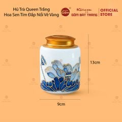Bộ Ấm Chén Queen Trắng Hoa Sen Tím Đắp Nổi Vẽ Vàng