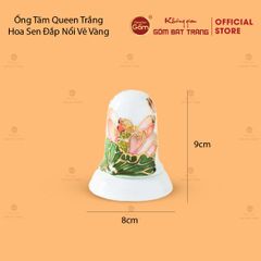 Bộ Ấm Chén Queen Trắng Hoa Sen Xanh Đắp Nổi Vẽ Vàng