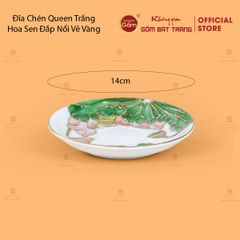 Bộ Ấm Chén Queen Trắng Hoa Sen Xanh Đắp Nổi Vẽ Vàng
