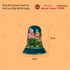 Bộ Ấm Chén Queen Xanh Lá Hoa Sen Đắp Nổi Vẽ Vàng