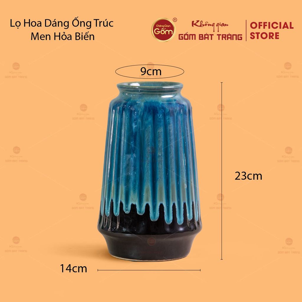 Lọ Hoa Dáng Ống Trúc Men Hỏa Biến