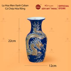 Lọ Hoa Men Xanh Coban Cá Chép Hoá Rồng