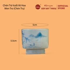 Chén Trà Vuốt Vẽ Hoa Men Tro