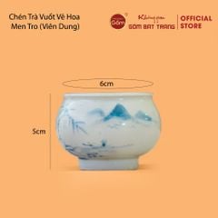 Chén Trà Vuốt Vẽ Hoa Men Tro