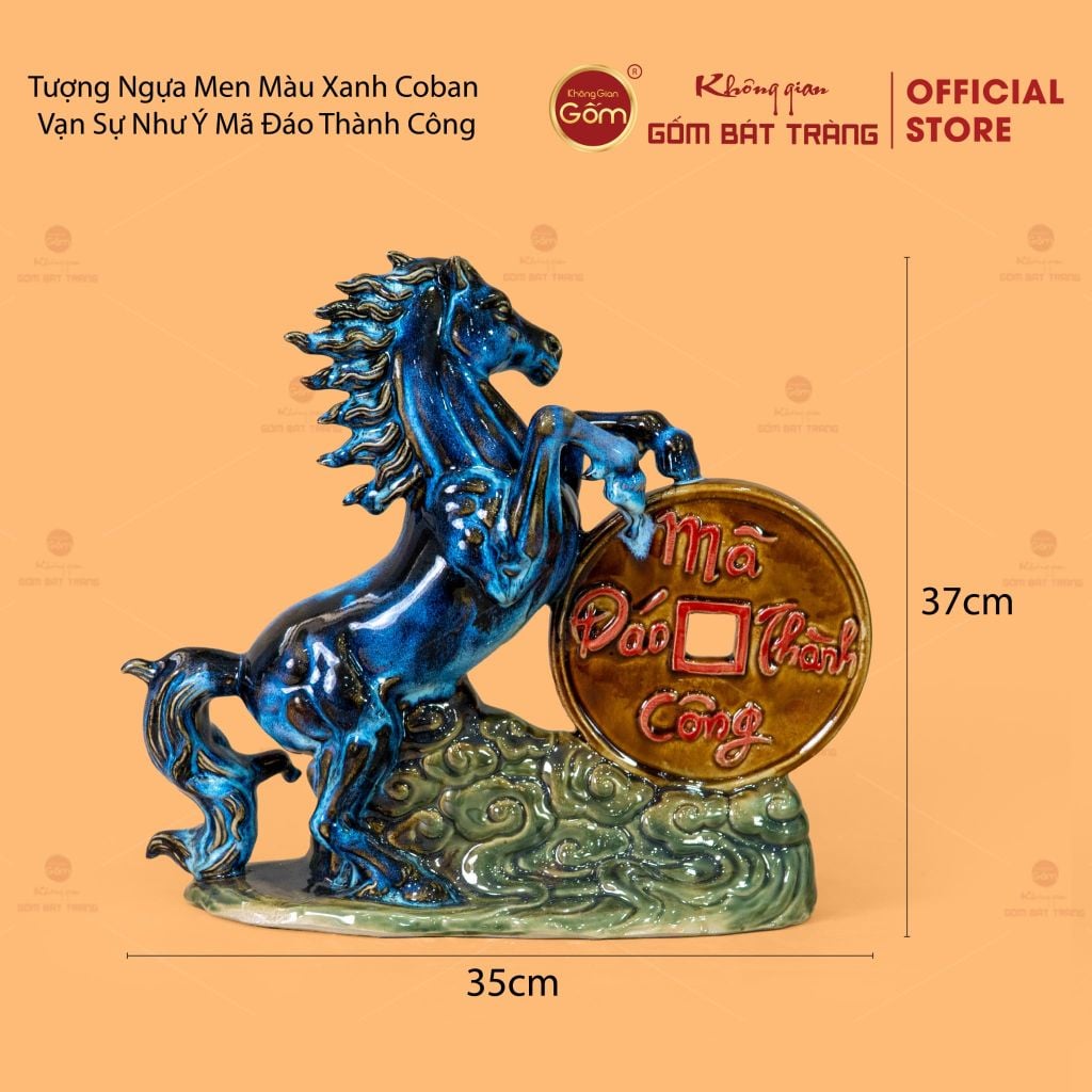 Tượng Ngựa Men Màu Vạn Sự Như Ý Mã Đáo Thành Công