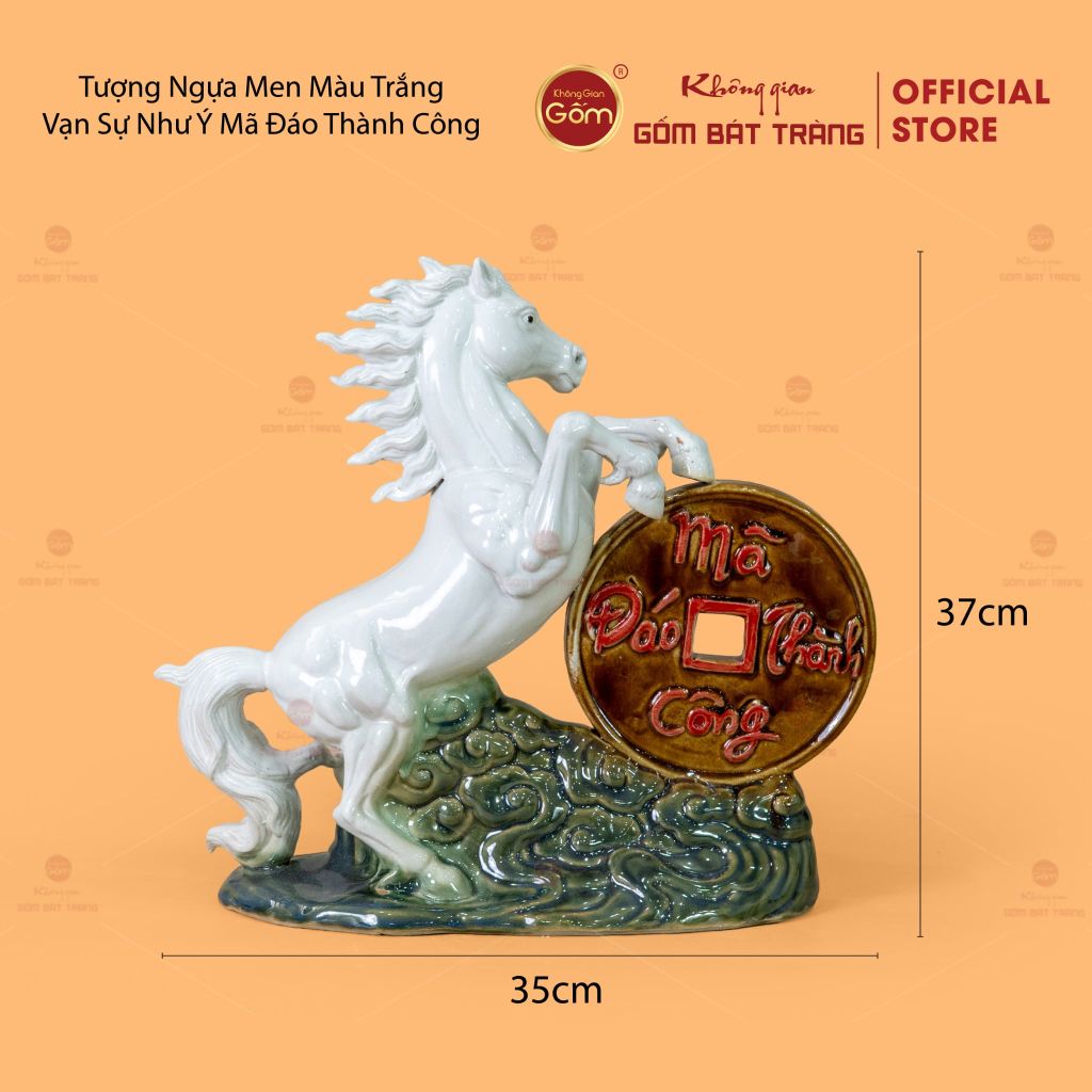 Tượng Ngựa Men Màu Vạn Sự Như Ý Mã Đáo Thành Công