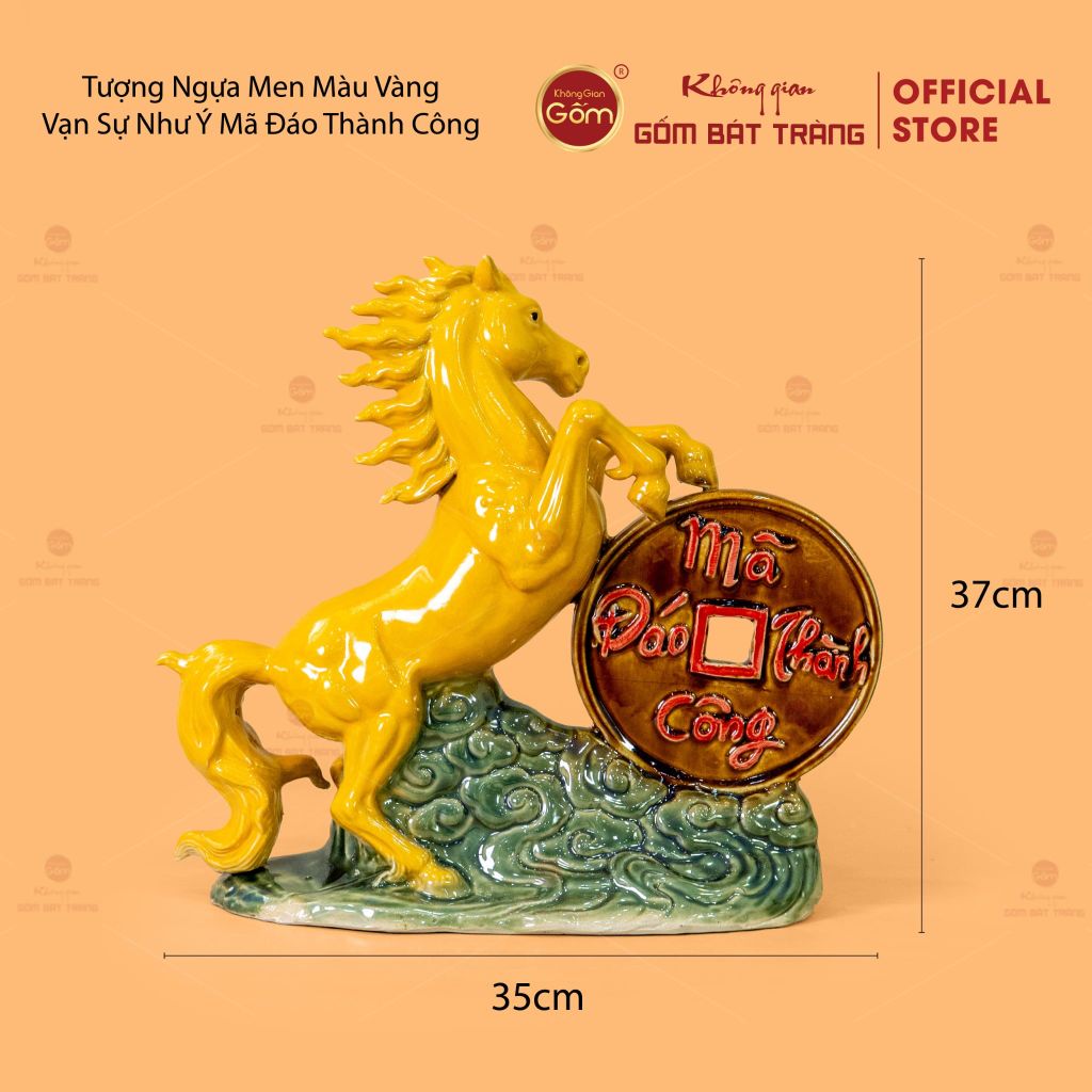 Tượng Ngựa Men Màu Vạn Sự Như Ý Mã Đáo Thành Công