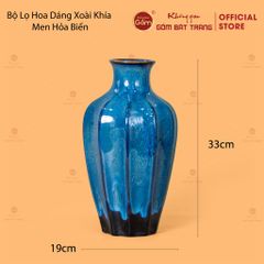 Bộ Lọ Hoa Dáng Xoài Khía Men Hỏa Biến