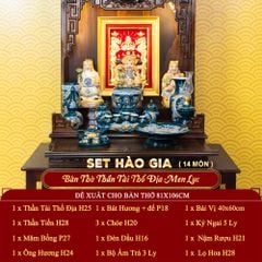 [Set Hào Gia] Bộ Đồ Thờ Thần Tài Thổ Địa Men Lục (14 món)