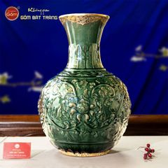 Lọ Củ Tỏi To Hoa Phù Dung Bọc Đồng