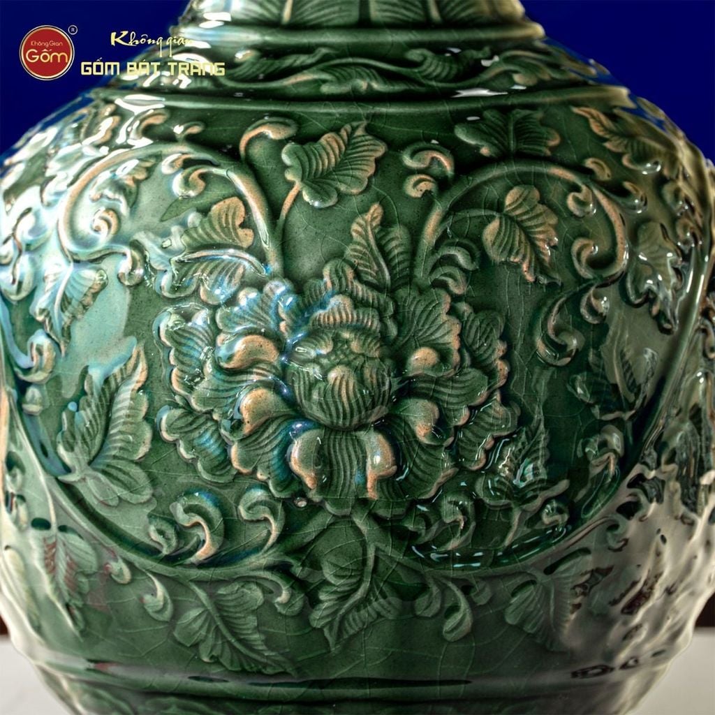 Lọ Củ Tỏi To Hoa Phù Dung Bọc Đồng
