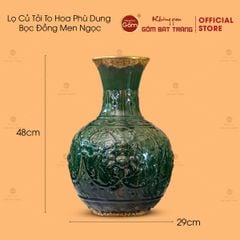 Lọ Củ Tỏi To Hoa Phù Dung Bọc Đồng