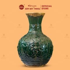 Lọ Củ Tỏi To Hoa Phù Dung Bọc Đồng