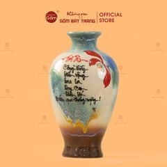 Lọ Đùi Dế Men Chảy Vẽ Thư Pháp