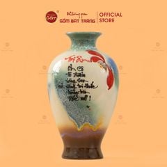 Lọ Đùi Dế Men Chảy Vẽ Thư Pháp