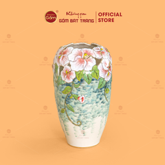 Lọ Hoa Anh Thảo Cổ Hoa Đắp Nổi Vẽ Vàng