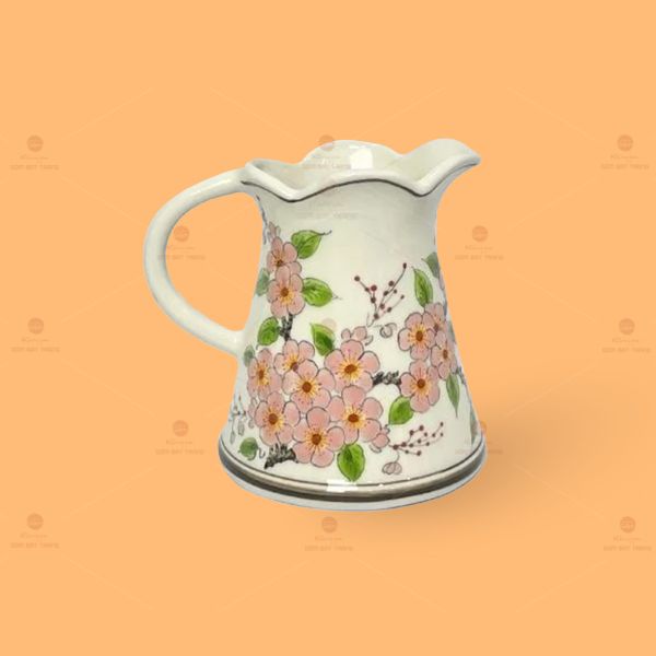 Lọ hoa dáng bình sữa họa tiết hoa đào hồng