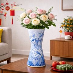 Lọ Hoa Dáng Bó Mạ Vẽ Hoa