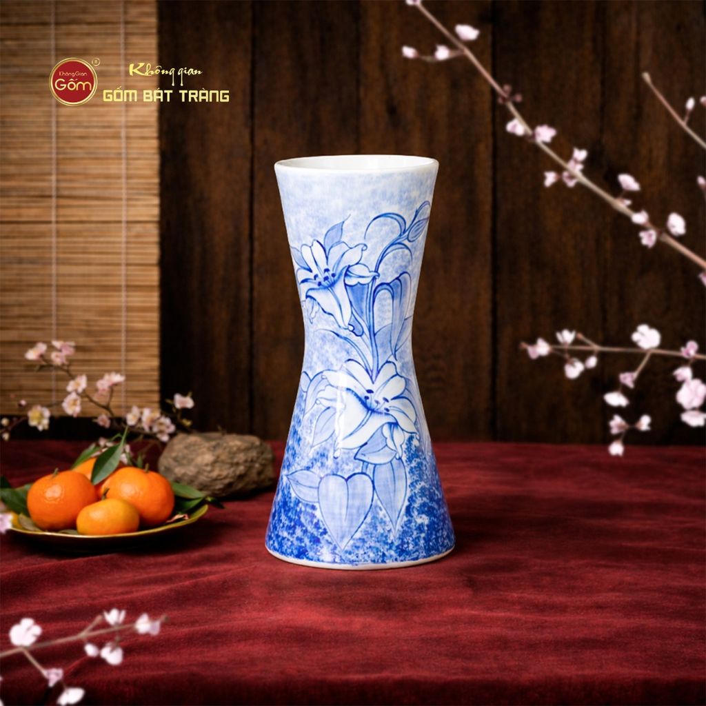 Lọ Hoa Dáng Bó Mạ Vẽ Hoa