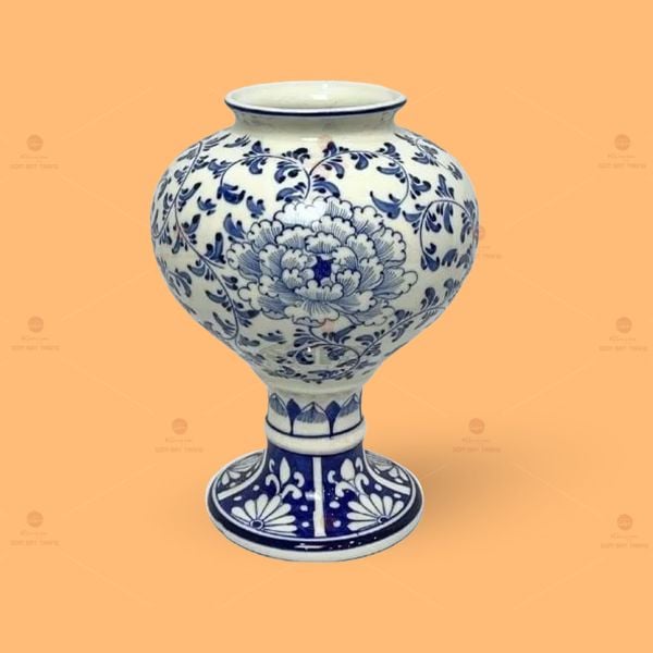 Lọ hoa dáng ly tròn vẽ dây xanh