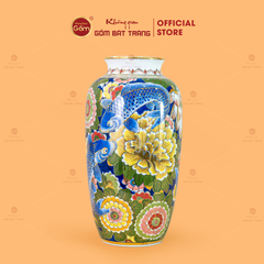 Lọ Hoa Dáng Ống Hoa Sen Chép Vẽ Vàng