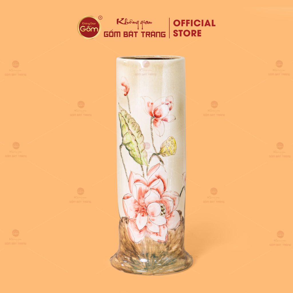 Lọ Hoa Dáng Ống Vẽ Hoa