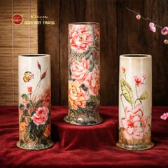 Lọ Hoa Dáng Ống Vẽ Hoa