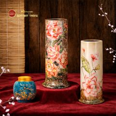 Lọ Hoa Dáng Ống Vẽ Hoa