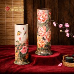 Lọ Hoa Dáng Ống Vẽ Hoa