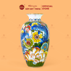 Lọ Hoa Dáng Vò Dưa Hấu Hoa Sen Chép Vẽ Vàng