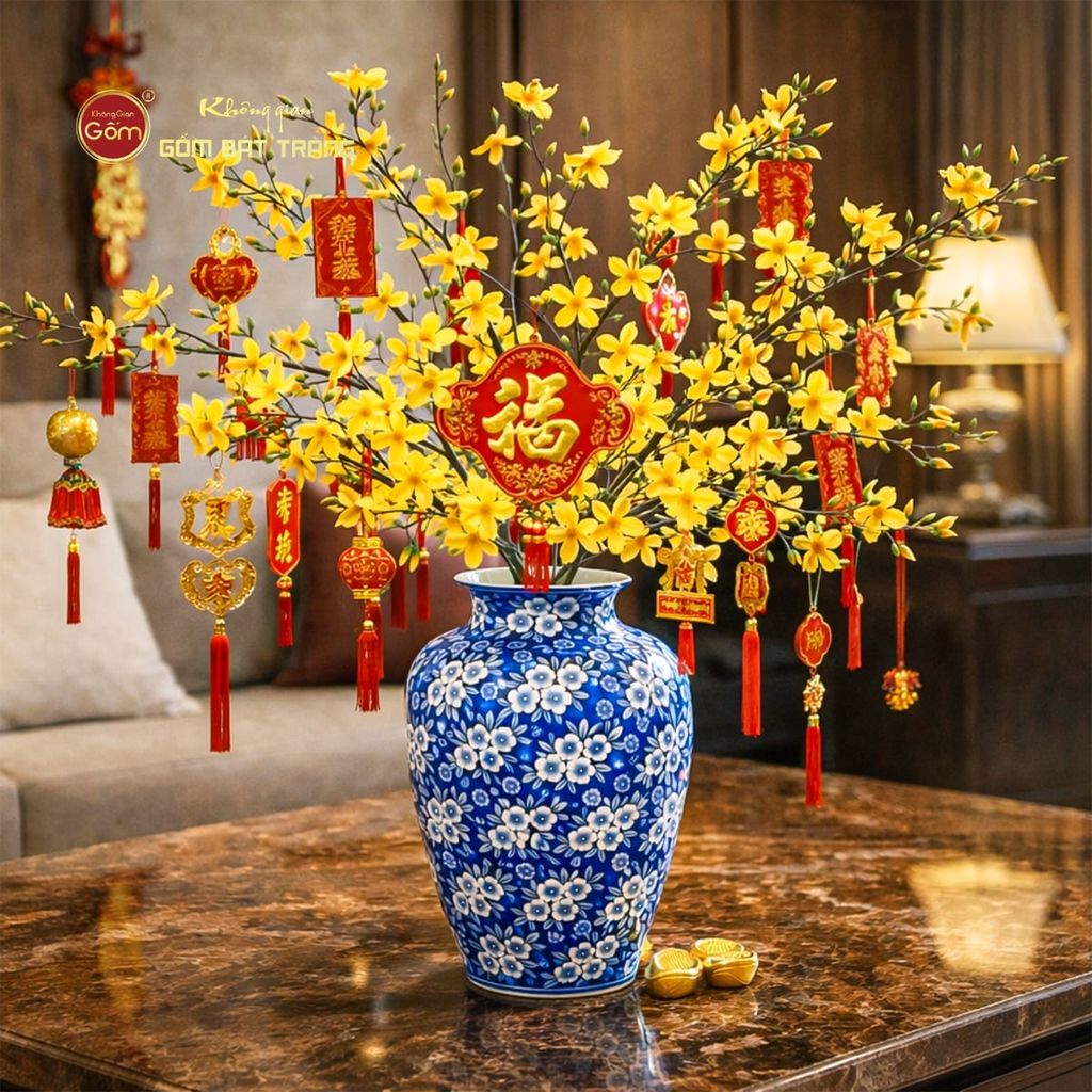 Lọ Hoa Dáng Vò Họa Tiết Ngàn Hoa