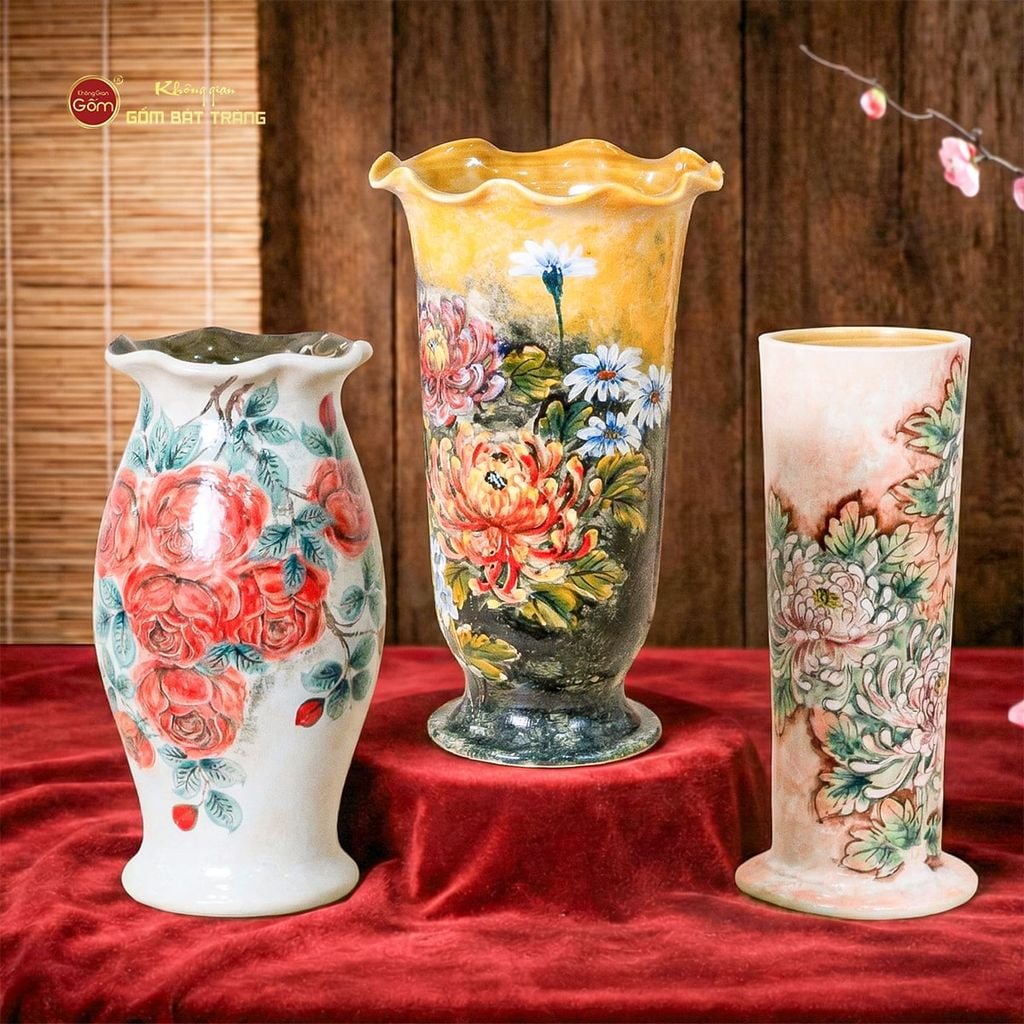 Lọ Hoa Khuôn Miệng Loe Vẽ Hoa