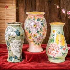 Lọ Hoa Miệng Loe Dáng Bầu Vẽ Hoa