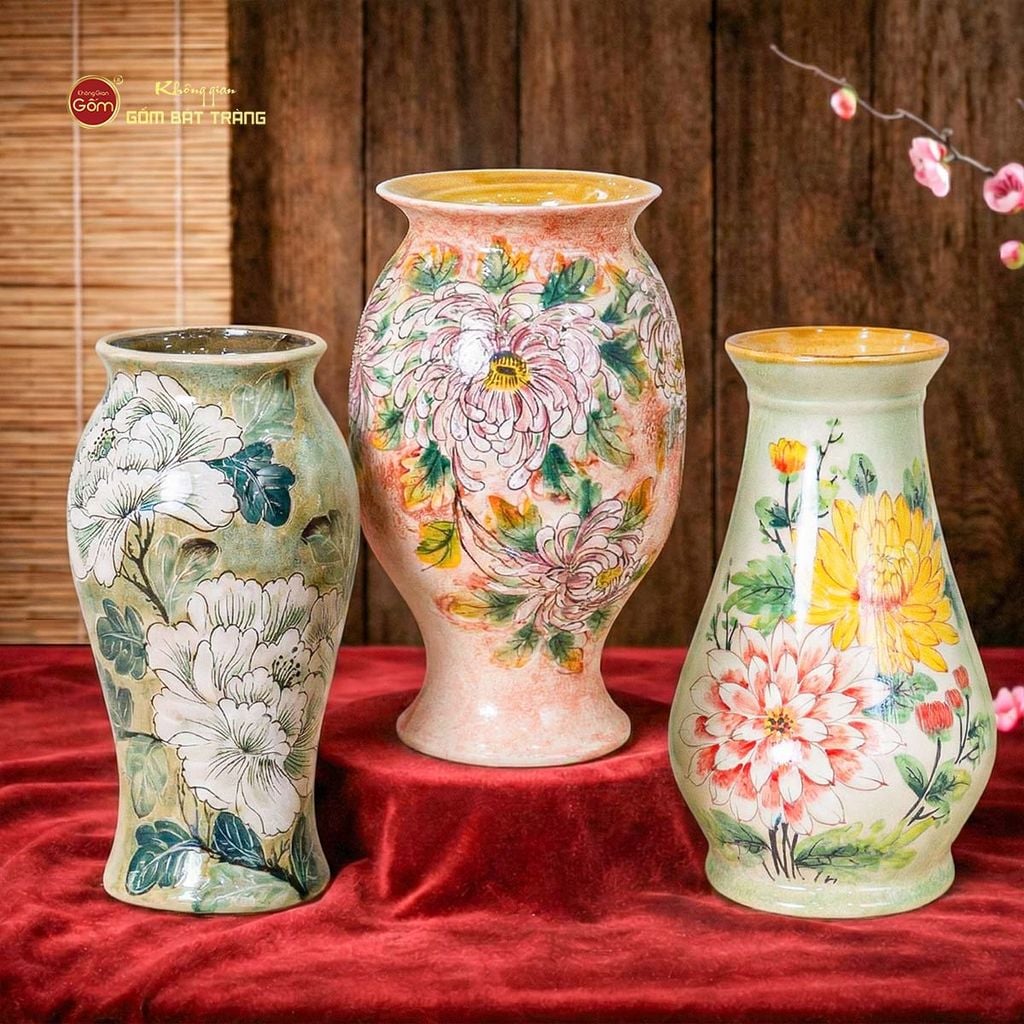 Lọ Hoa Khuôn Dáng Bầu Vẽ Hoa