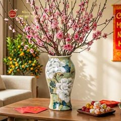 Lọ Hoa Khuôn Dáng Bầu Vẽ Hoa