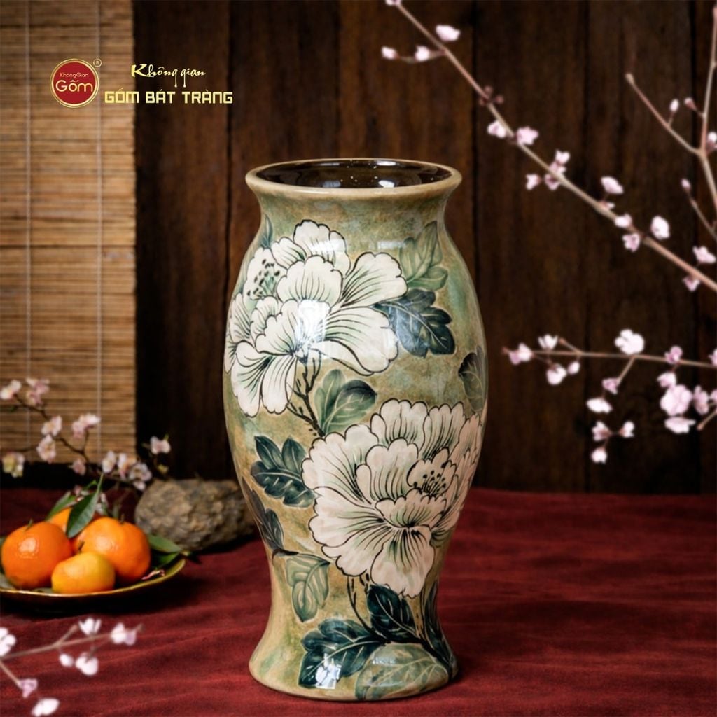 Lọ Hoa Khuôn Dáng Bầu Vẽ Hoa