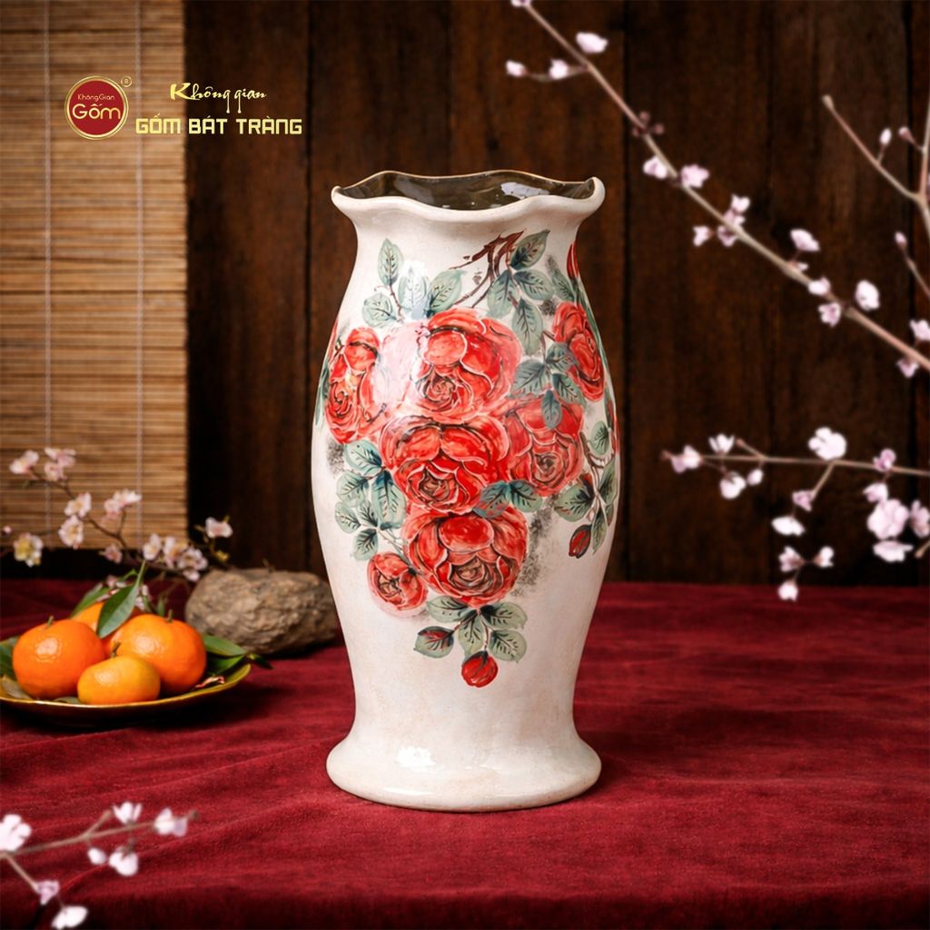 Lọ Hoa Khuôn Miệng Loe Vẽ Hoa