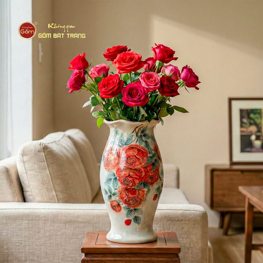 Lọ Hoa Khuôn Miệng Loe Vẽ Hoa