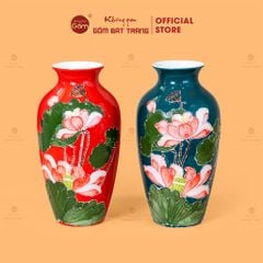 Lọ Hoa Men Màu Đắp Nổi Hoa Sen