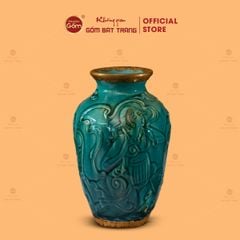Bình Hoa Men Ngọc Bọc Đồng Họa Tiết Cô Gái