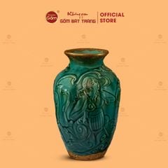 Bình Hoa Men Ngọc Bọc Đồng Họa Tiết Cô Gái