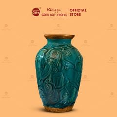 Bình Hoa Men Ngọc Bọc Đồng Họa Tiết Cô Gái