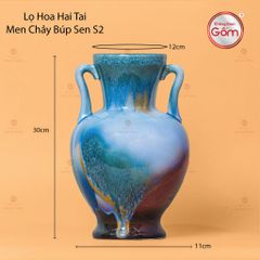 Lọ Hoa Tai Cúp Men Chảy Họa Tiết Búp Sen