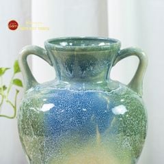 Lọ Hoa Tai Cúp Men Chảy Họa Tiết Búp Sen